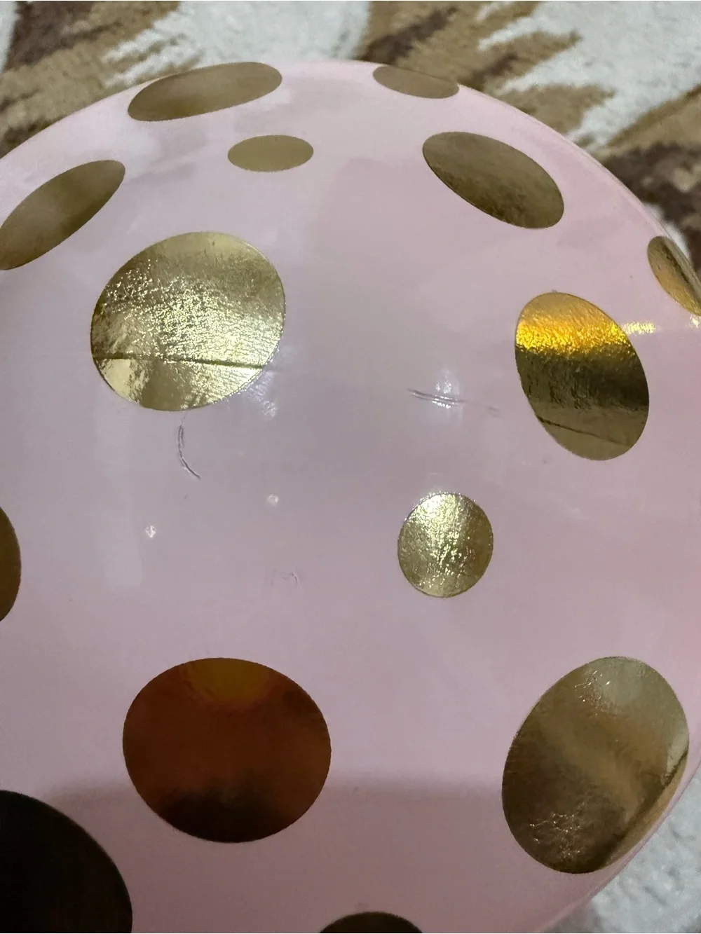 Target Bullseye's Playground Glass Mushroom Jar in pink metallic gold polka dot